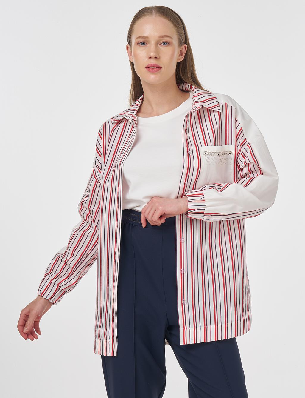 Stone-Embellished Modal Tunic Red