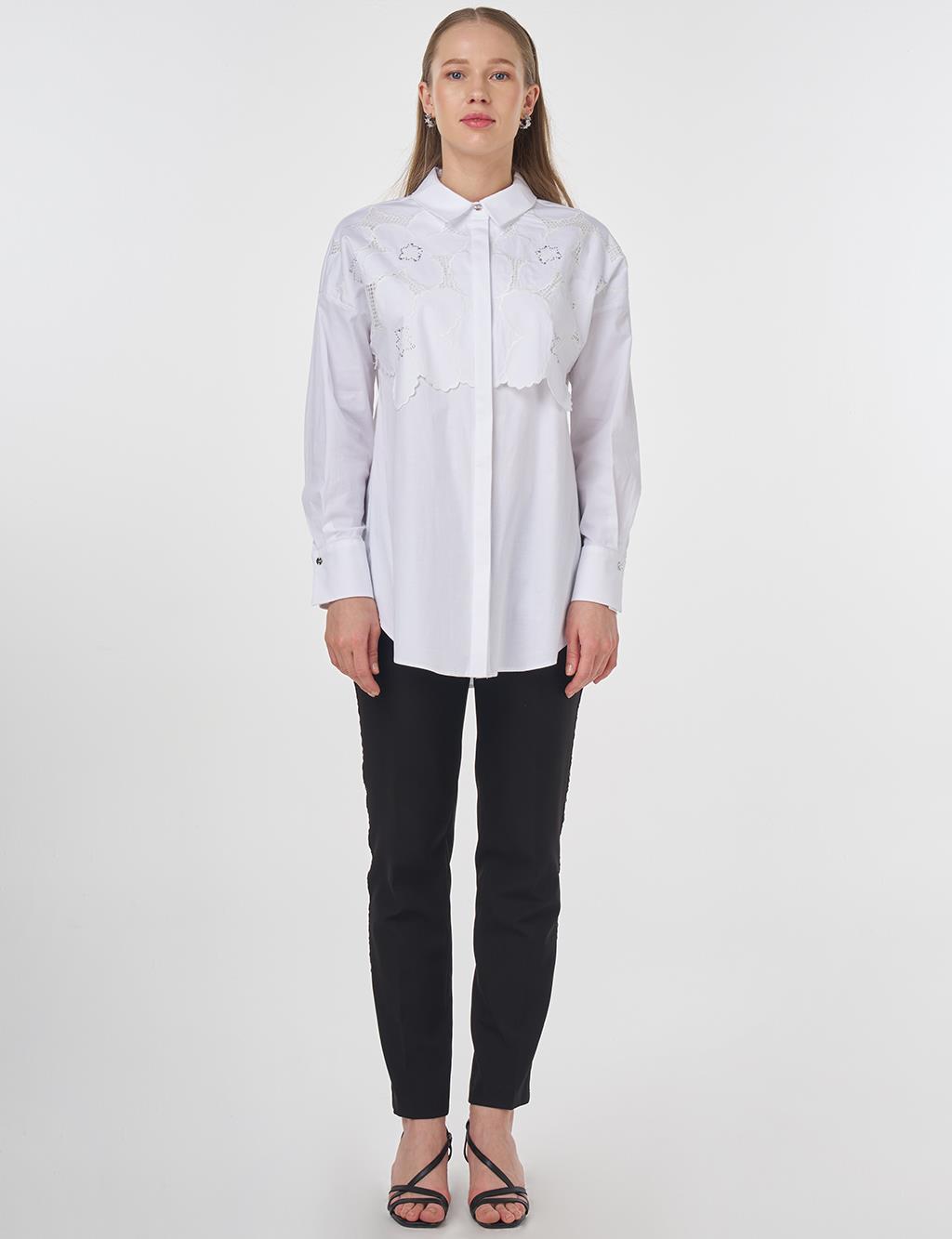 Embroidered Appliqué Cotton Tunic Optic White 