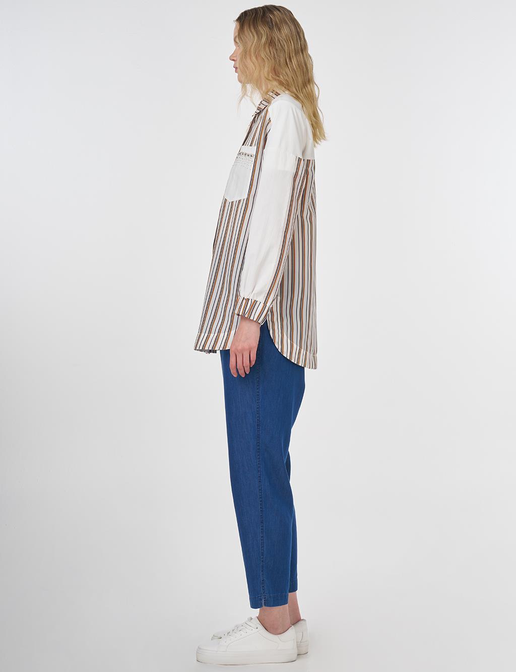 Stone-Embellished Modal Tunic Tobacco 