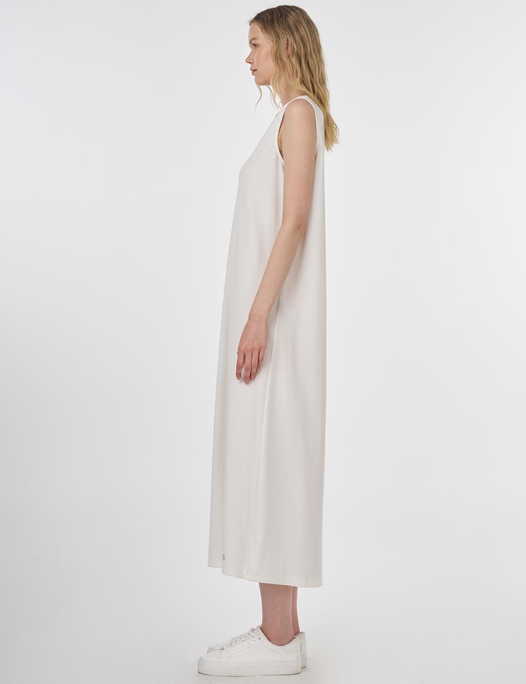 Crew Neck Jersey Dress Optic White