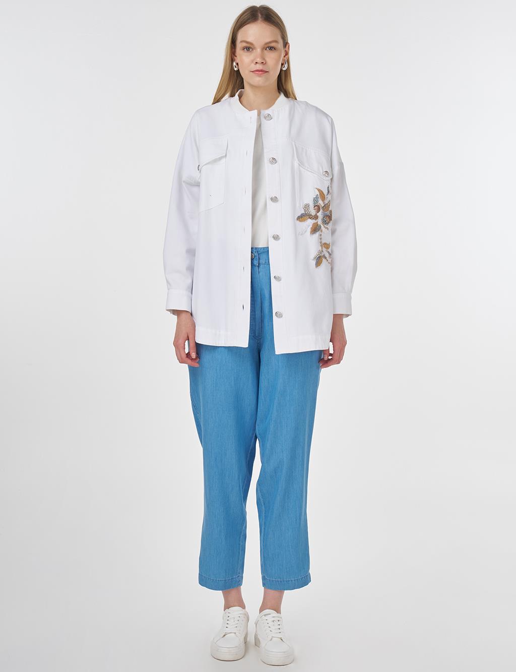 Embroidered Canvas Jacket Optic White 
