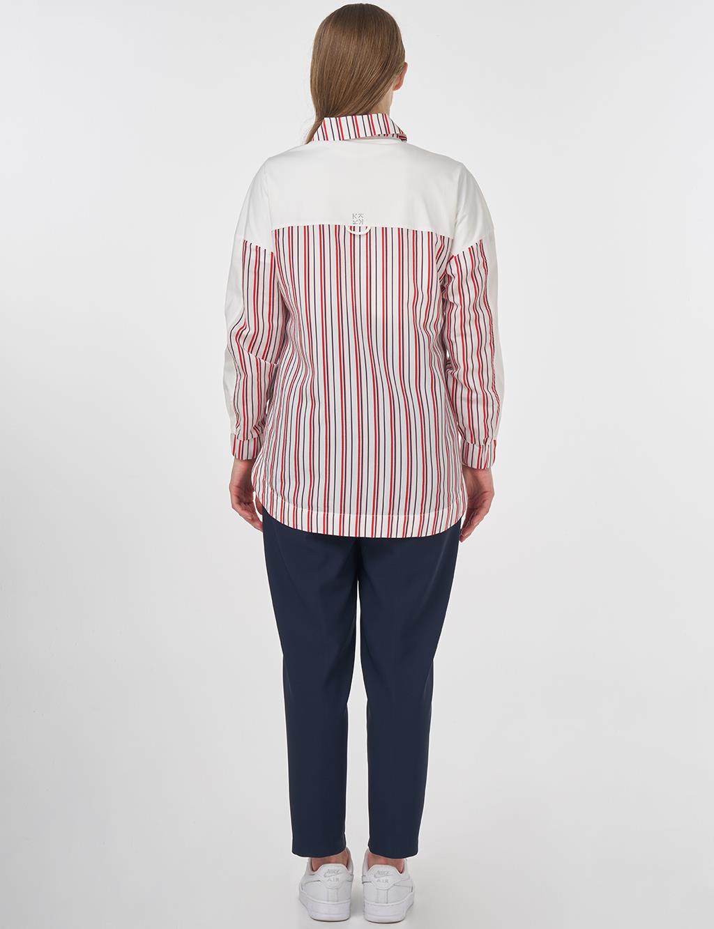 Stone-Embellished Modal Tunic Red
