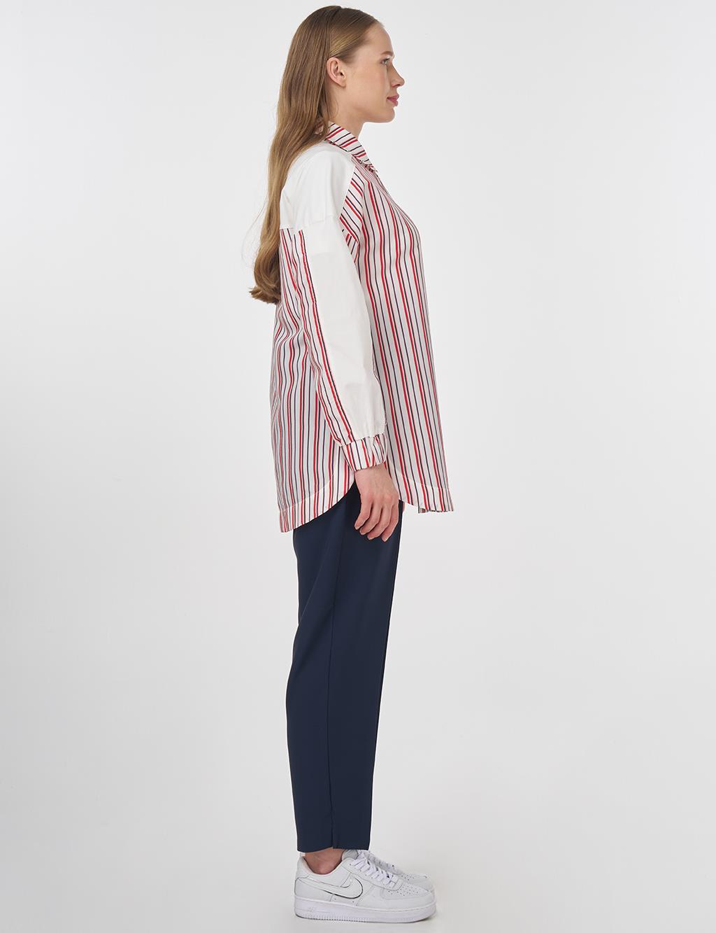 Stone-Embellished Modal Tunic Red