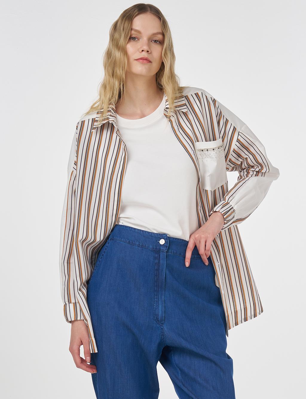 Stone-Embellished Modal Tunic Tobacco 