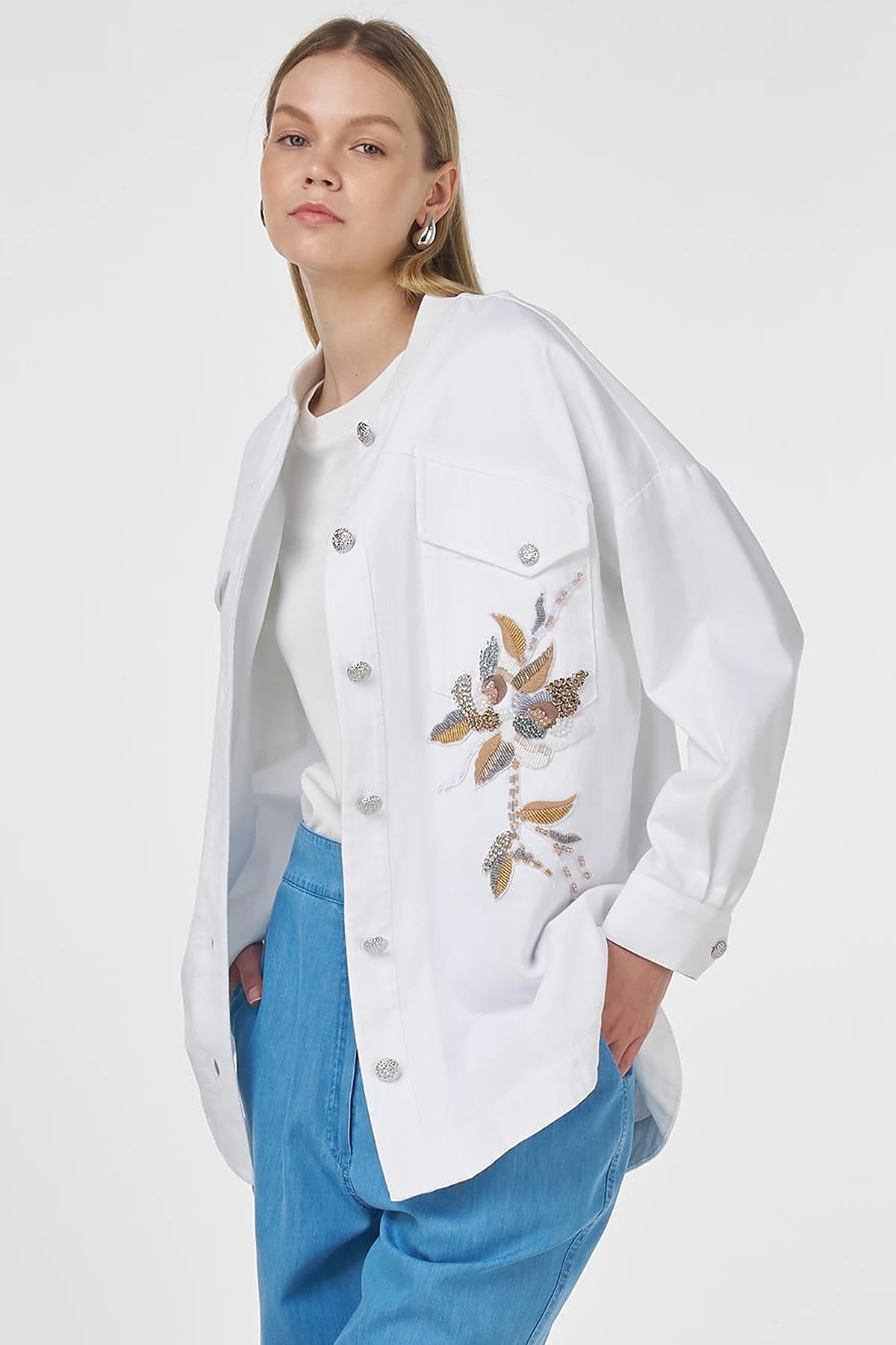Embroidered Canvas Jacket Optic White 