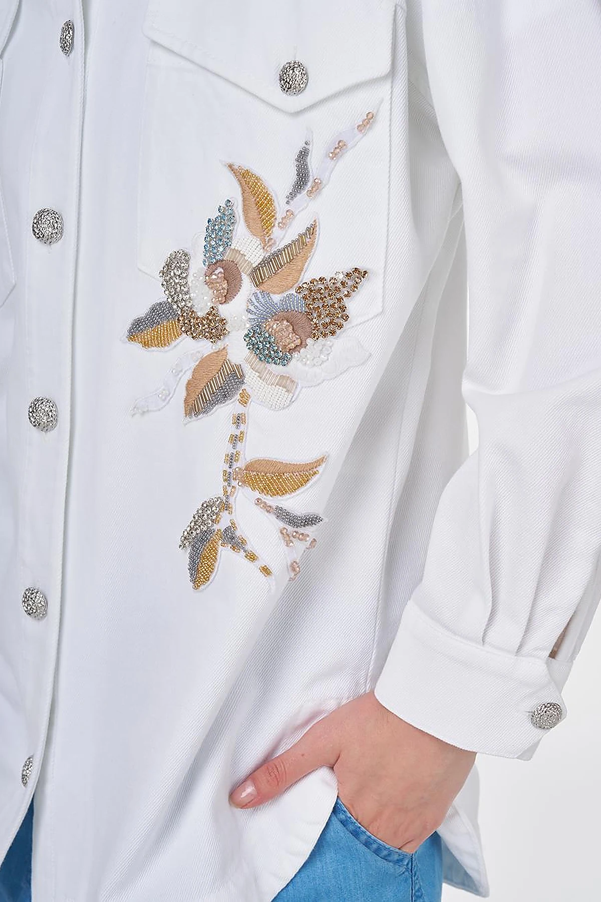 Embroidered Canvas Jacket Optic White 