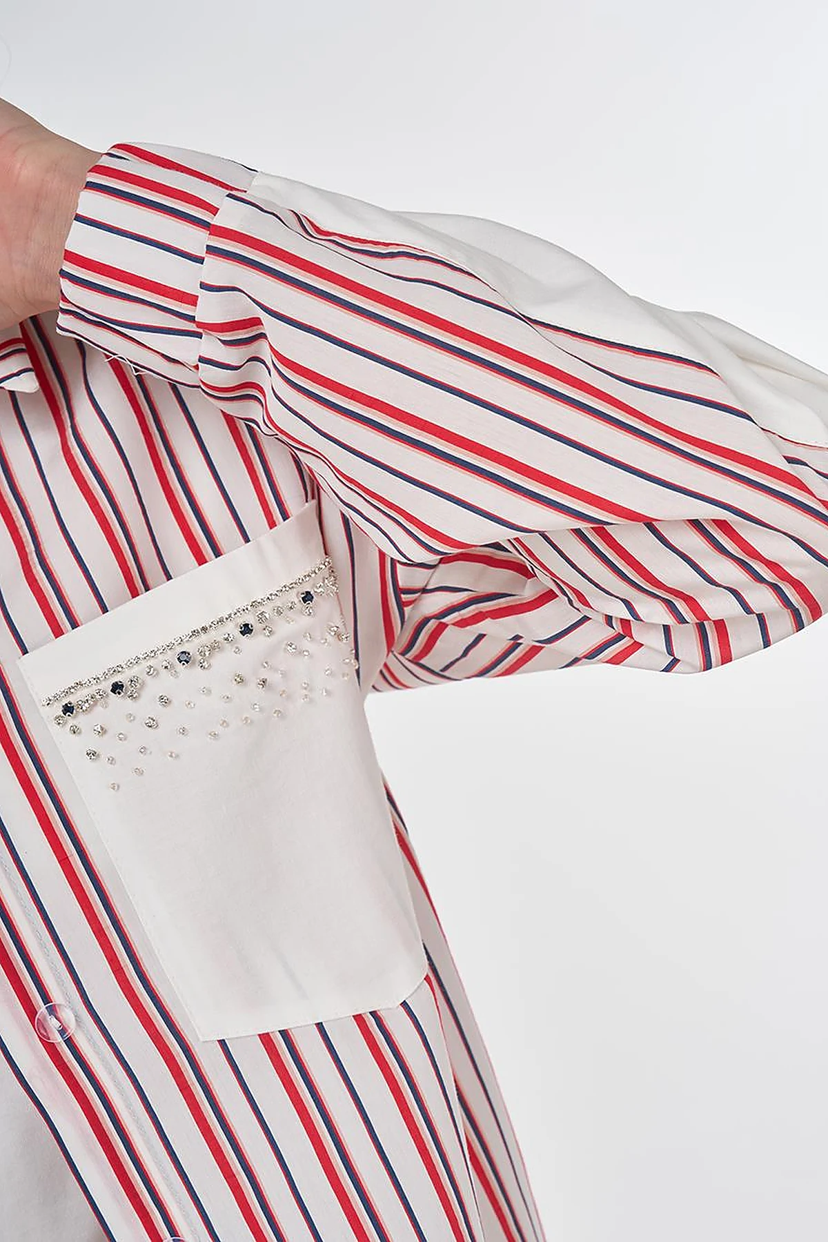 Stone-Embellished Modal Tunic Red