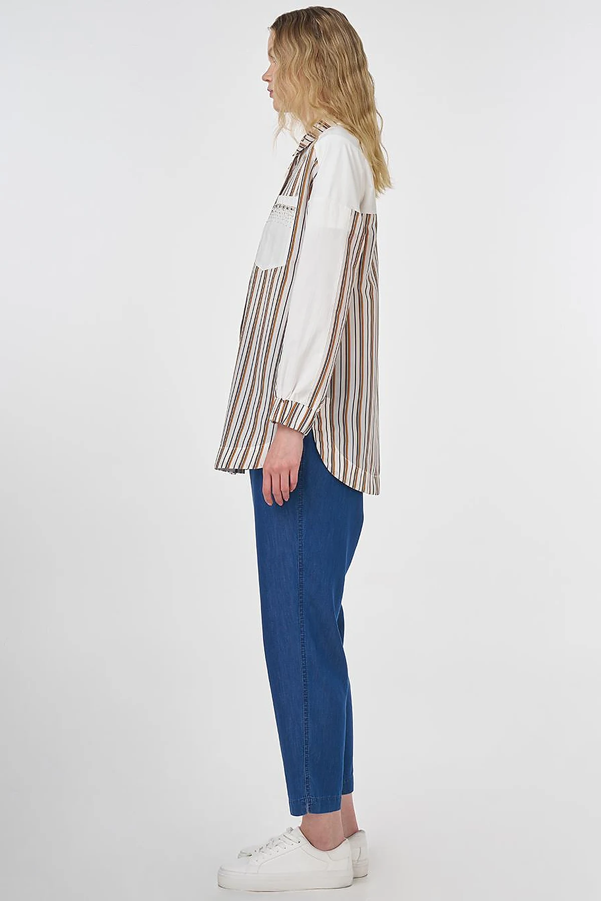 Stone-Embellished Modal Tunic Tobacco 