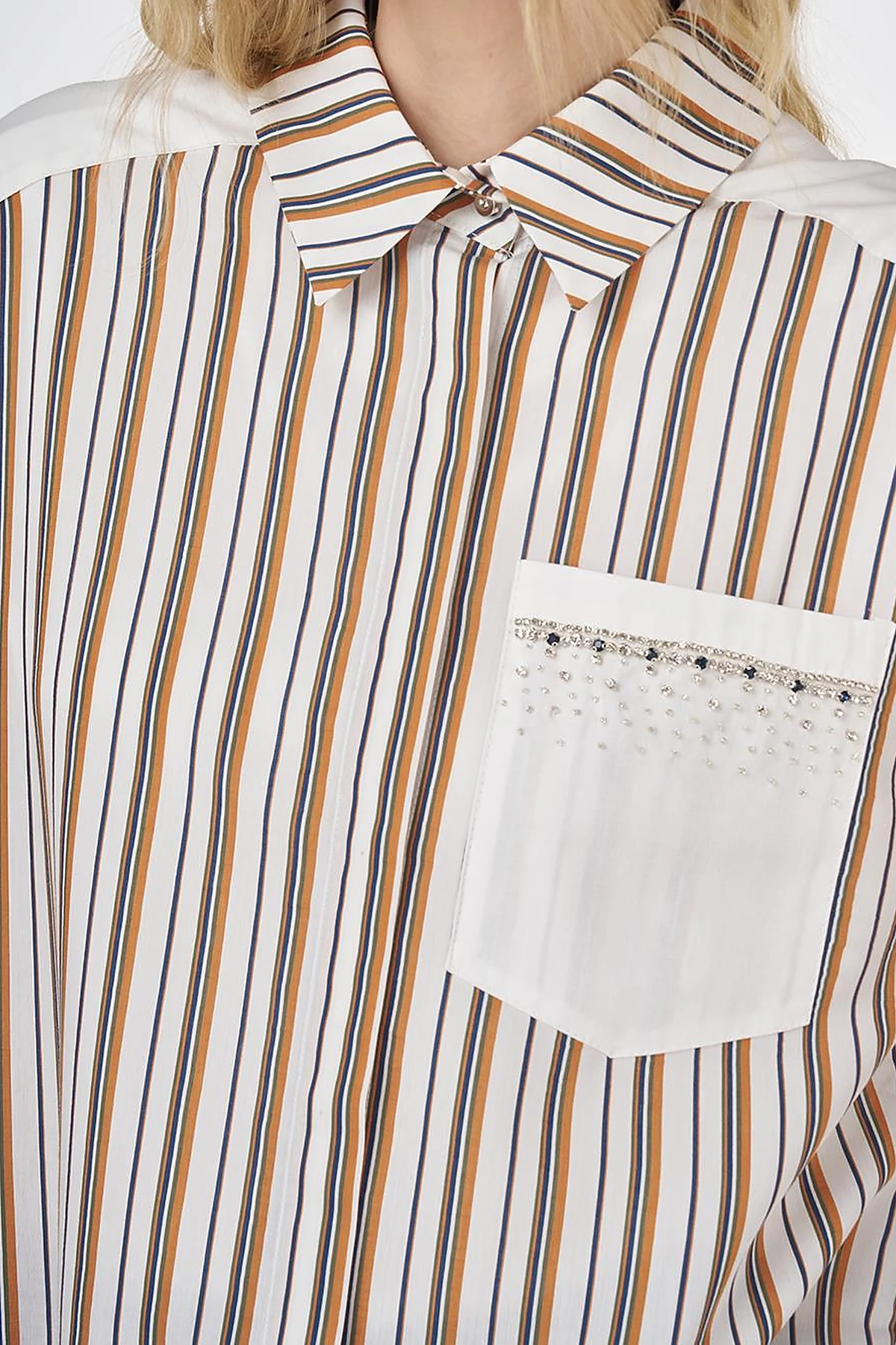 Stone-Embellished Modal Tunic Tobacco 