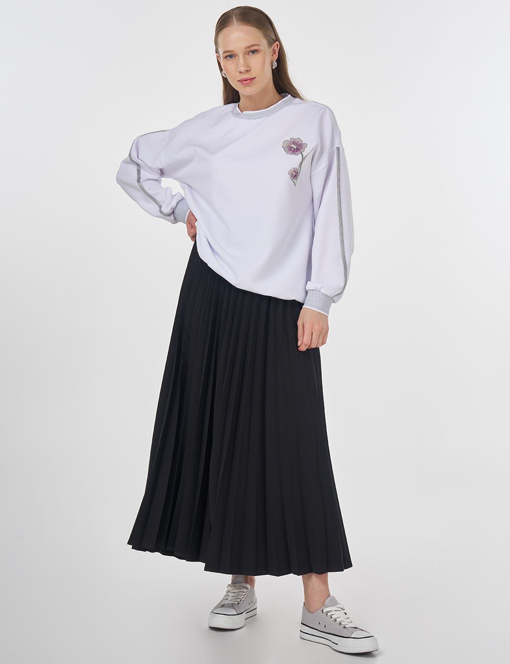Ribbed Drawstring Sweatshirt Optic White 