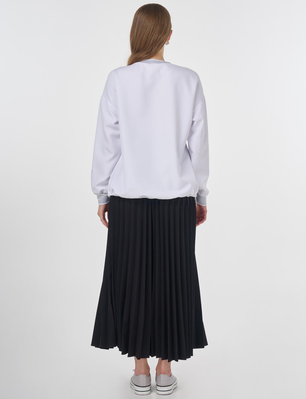 Ribbed Drawstring Sweatshirt Optic White 