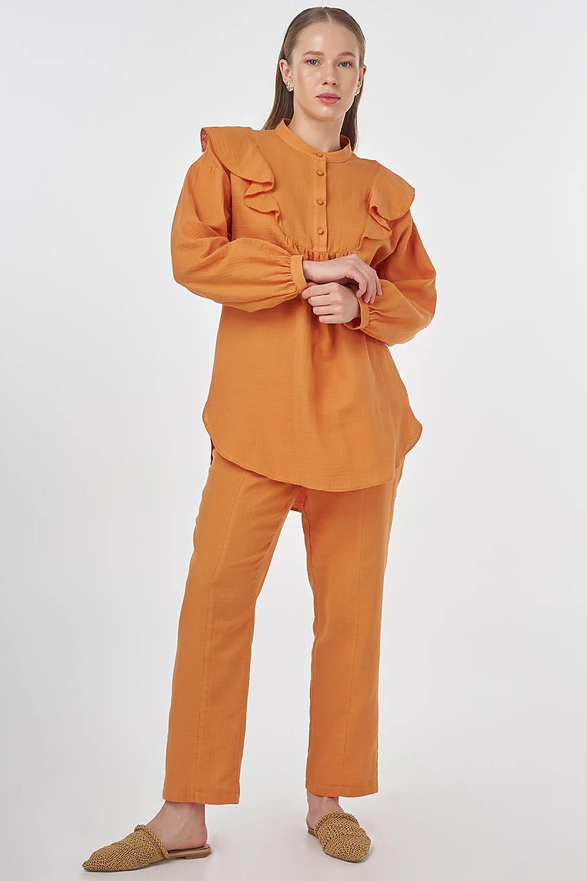 Ruffled Two-Piece Muslin Set Amber