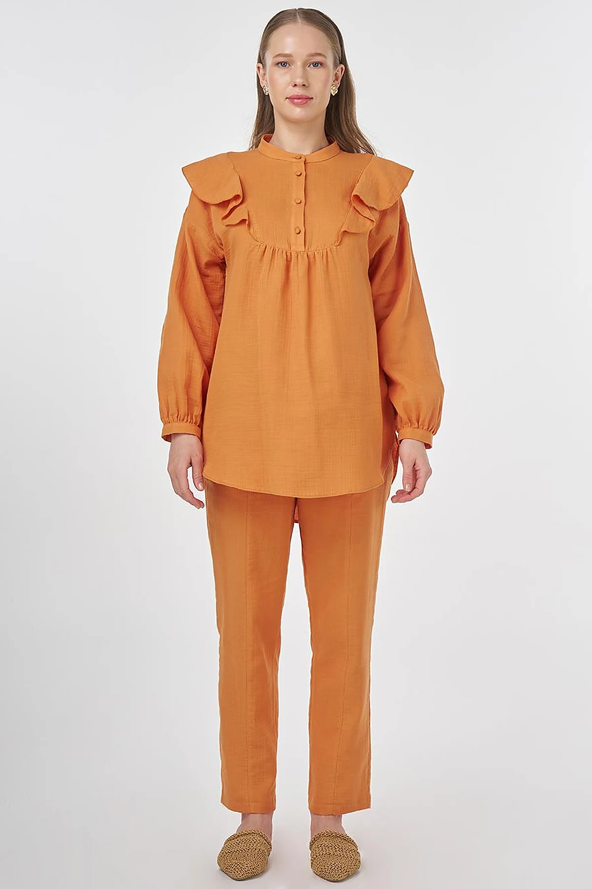Ruffled Two-Piece Muslin Set Amber