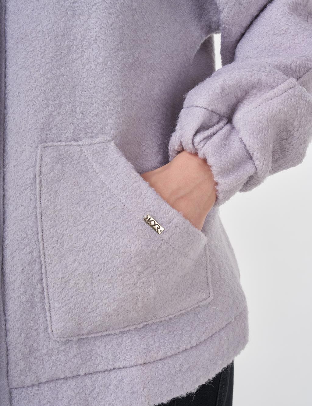 Snap Button Bomber Jacket Light Lilac