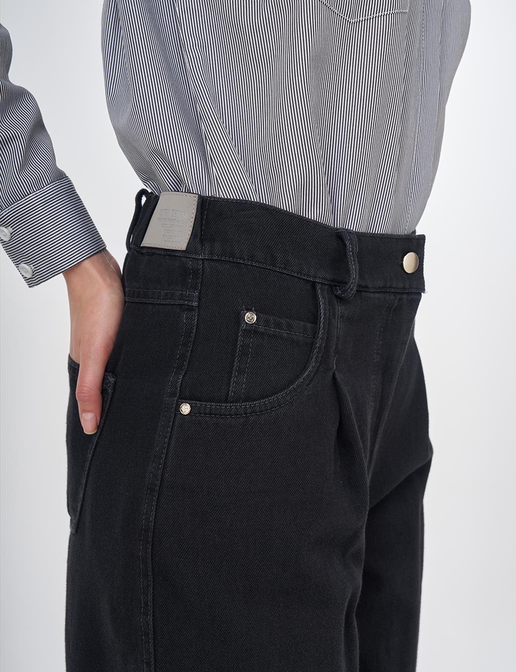  High-Waist Denim Pants Black