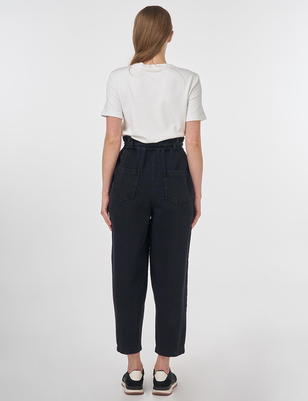 Rope Belt Detail Denim Pants Anthracite