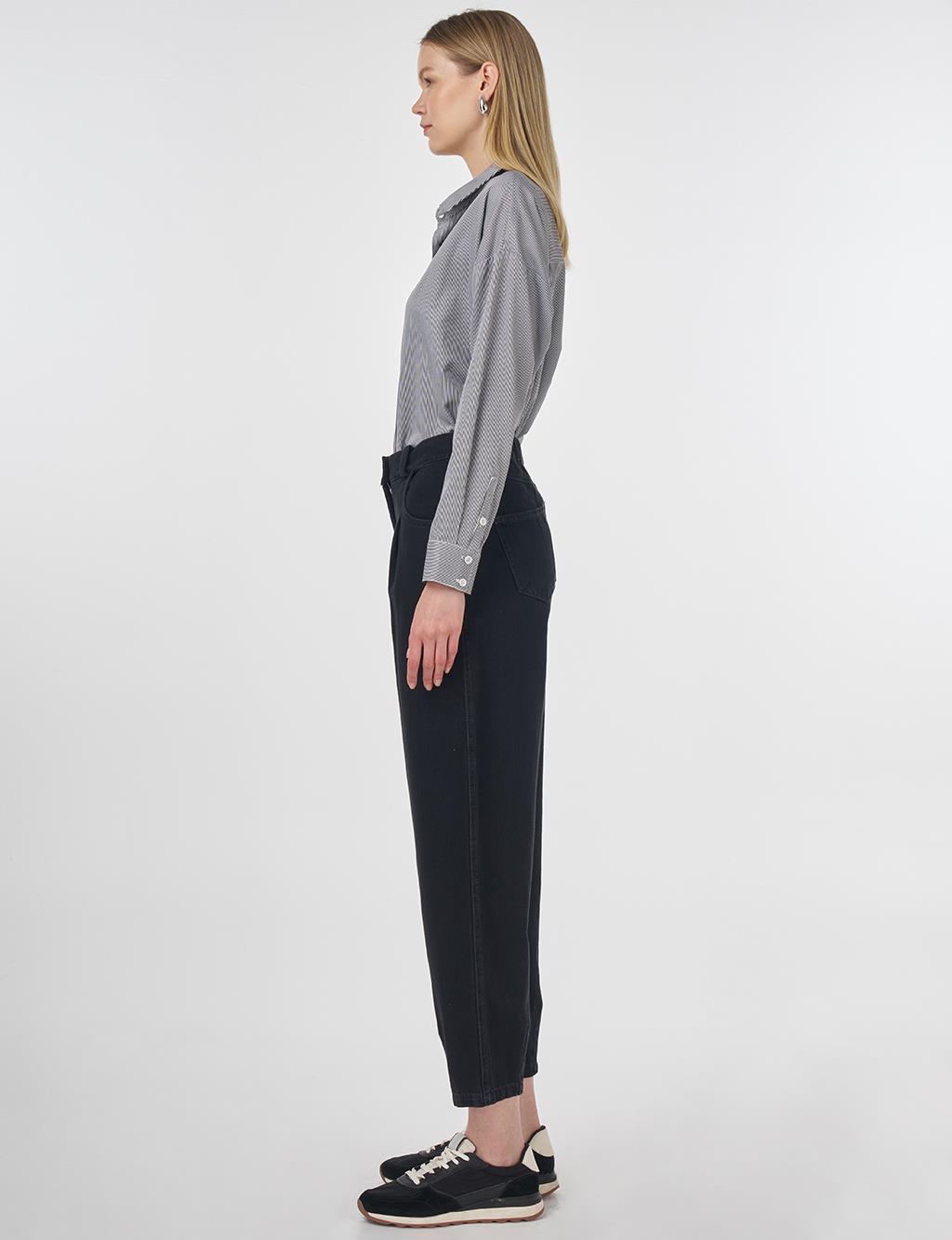  High-Waist Denim Pants Black