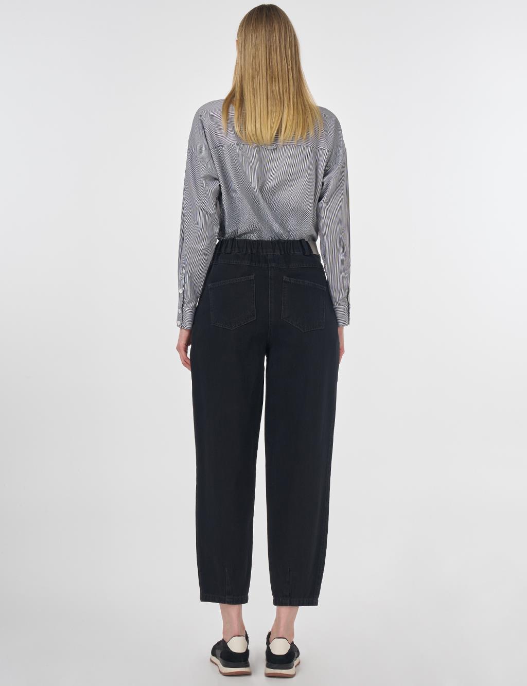  High-Waist Denim Pants Black