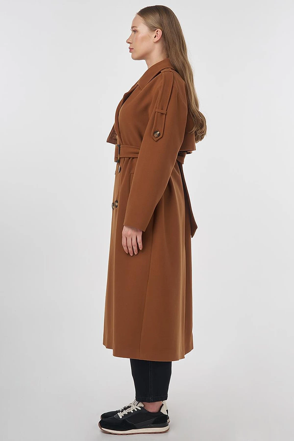 Men's Collar Buckle Wool Coat Camel 