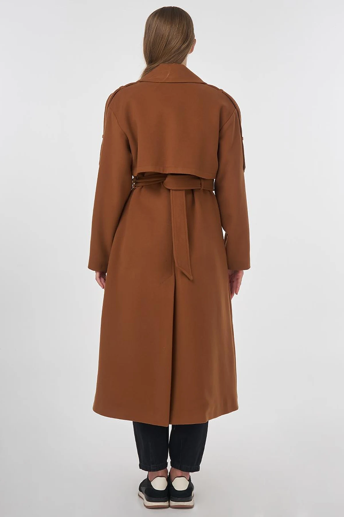 Men's Collar Buckle Wool Coat Camel 