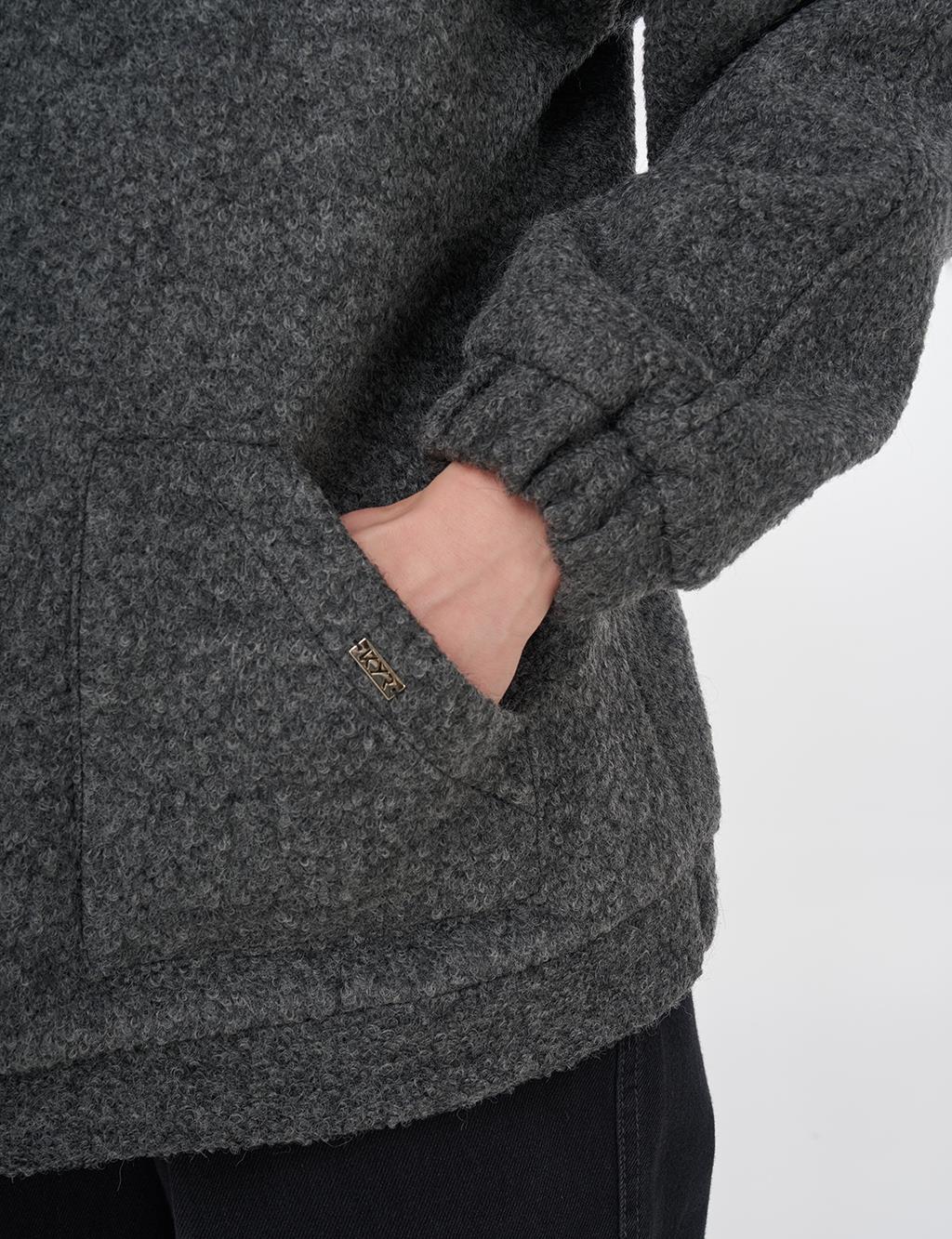 Snap Button Bomber Jacket Charcoal