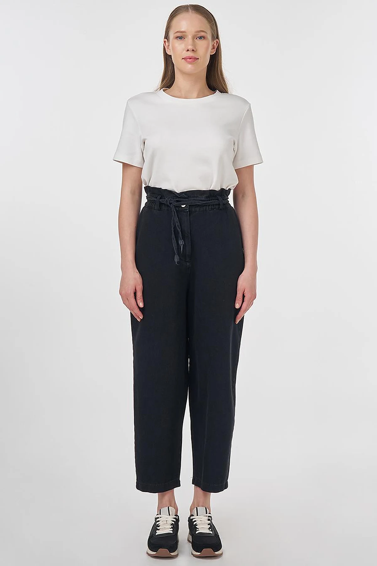 Rope Belt Detail Denim Pants Anthracite