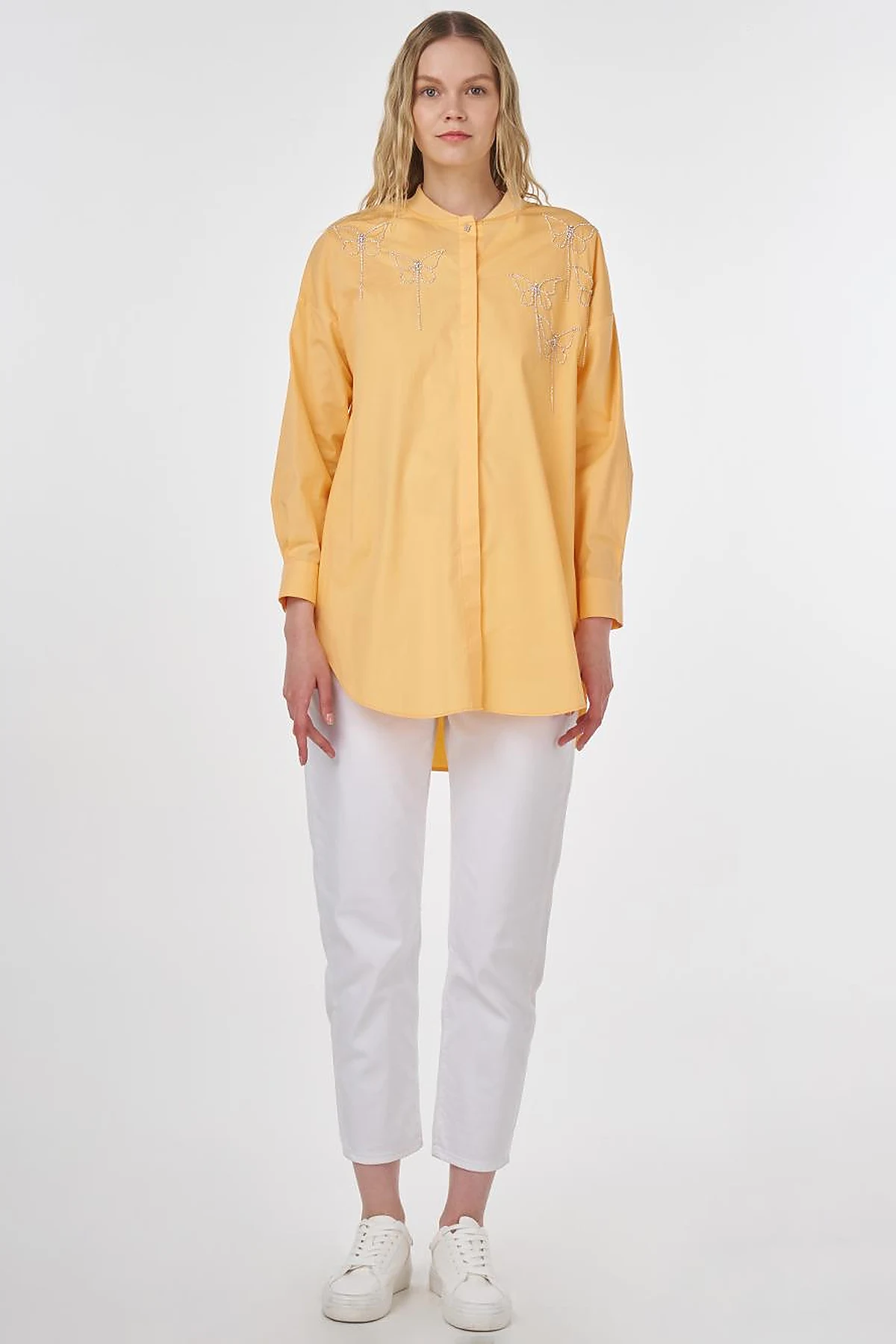 Embroidered Cotton Tunic Apricot