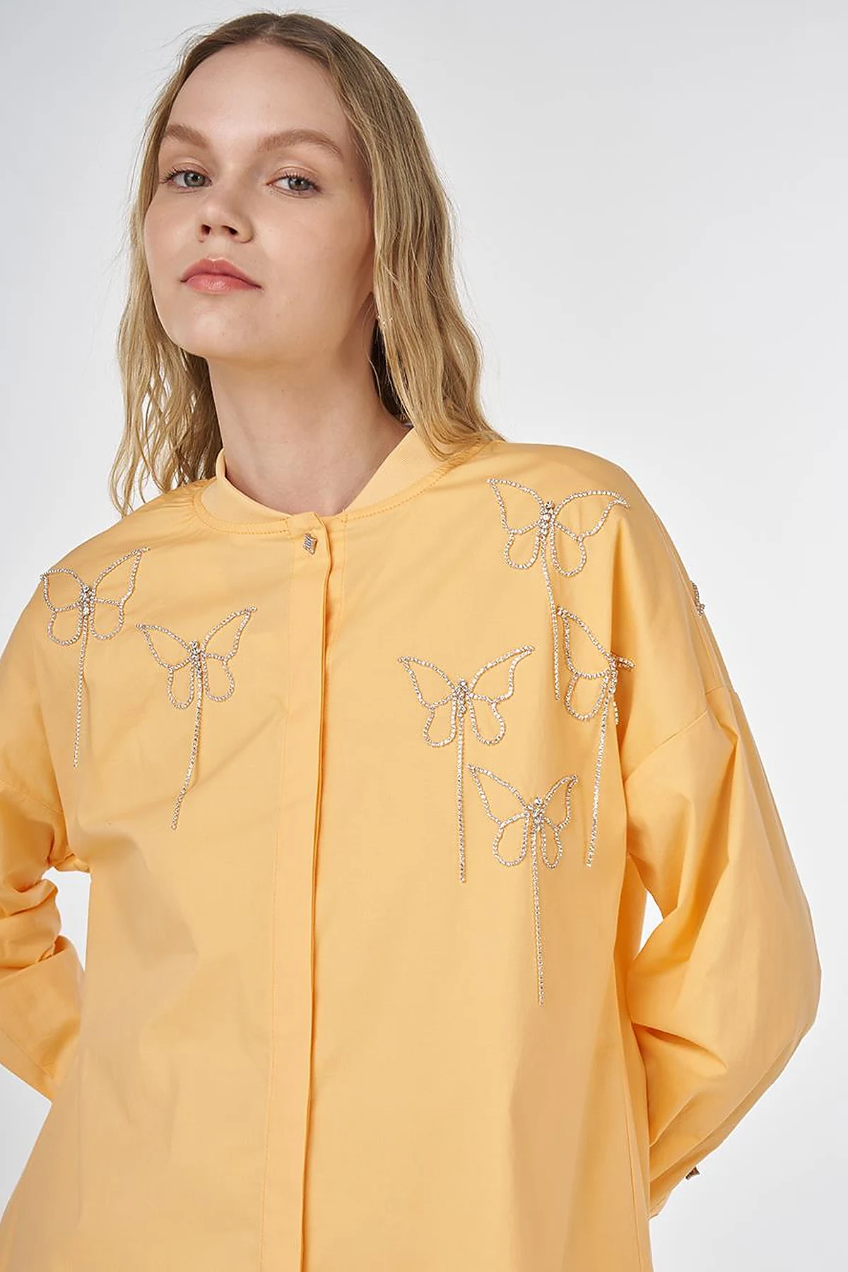 Embroidered Cotton Tunic Apricot
