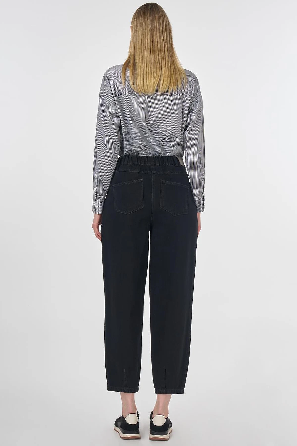  High-Waist Denim Pants Black