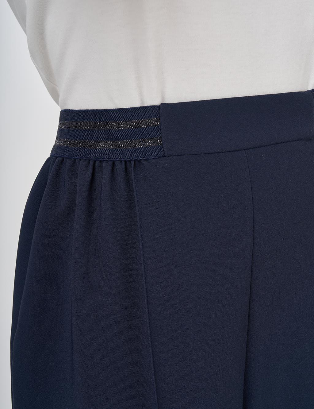 High-Waist Pants with Topstitched Seams – Dark Navy 