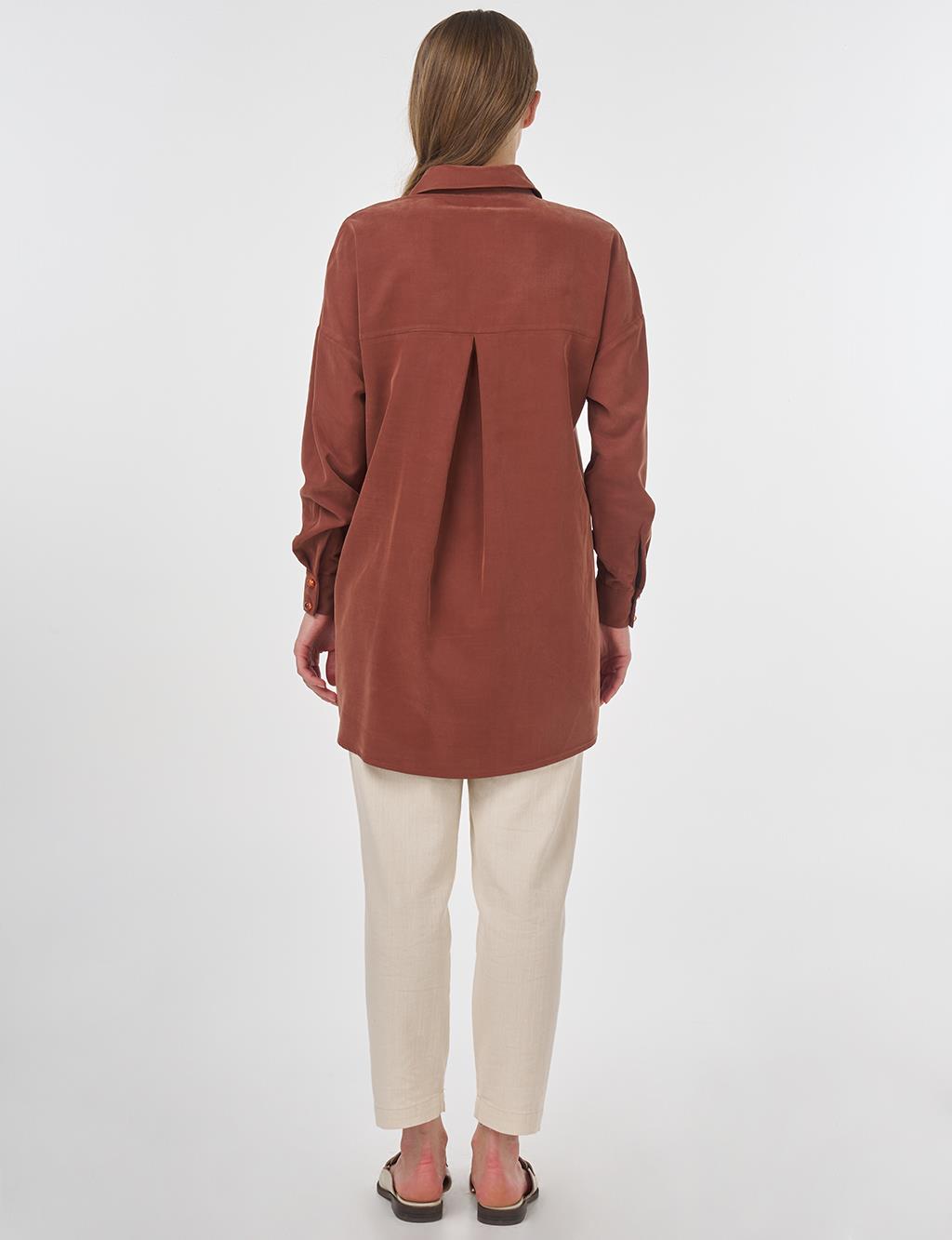 Embroidered Modal Tunic Brown 