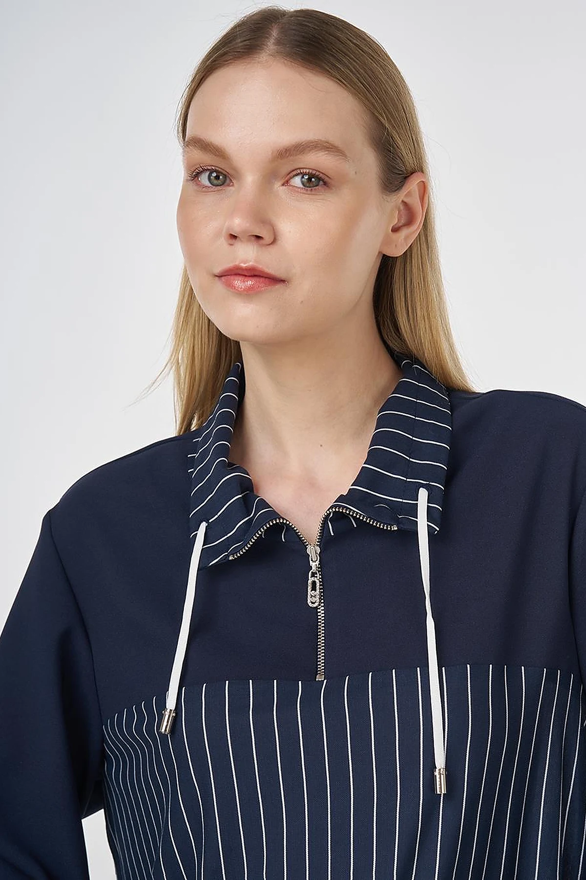 Striped Rayon Sweatshirt Dark Navy