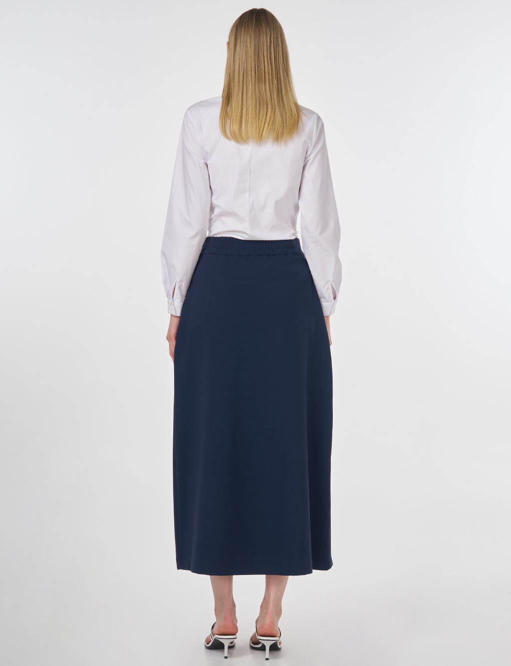 Lace-Up High-Waist Skirt Dark Navy 