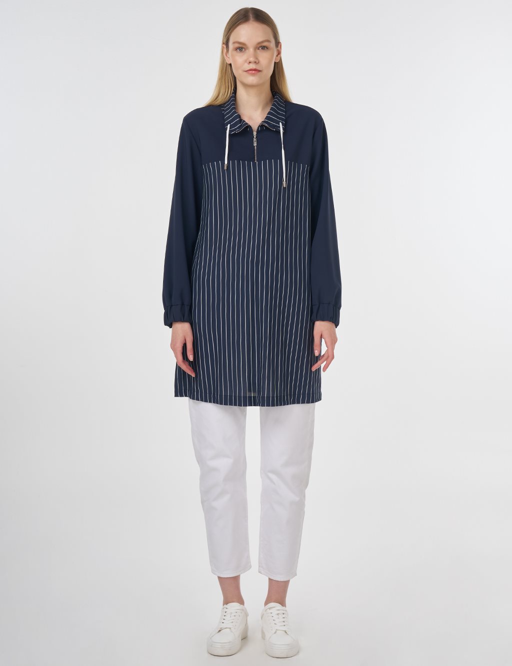 Striped Rayon Sweatshirt Dark Navy
