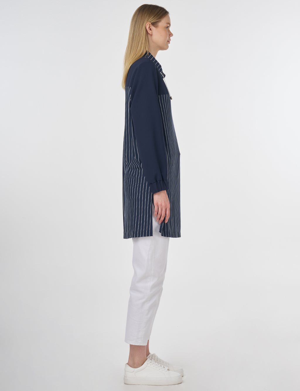 Striped Rayon Sweatshirt Dark Navy
