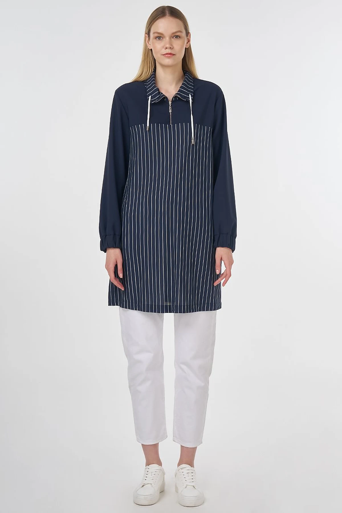 Striped Rayon Sweatshirt Dark Navy