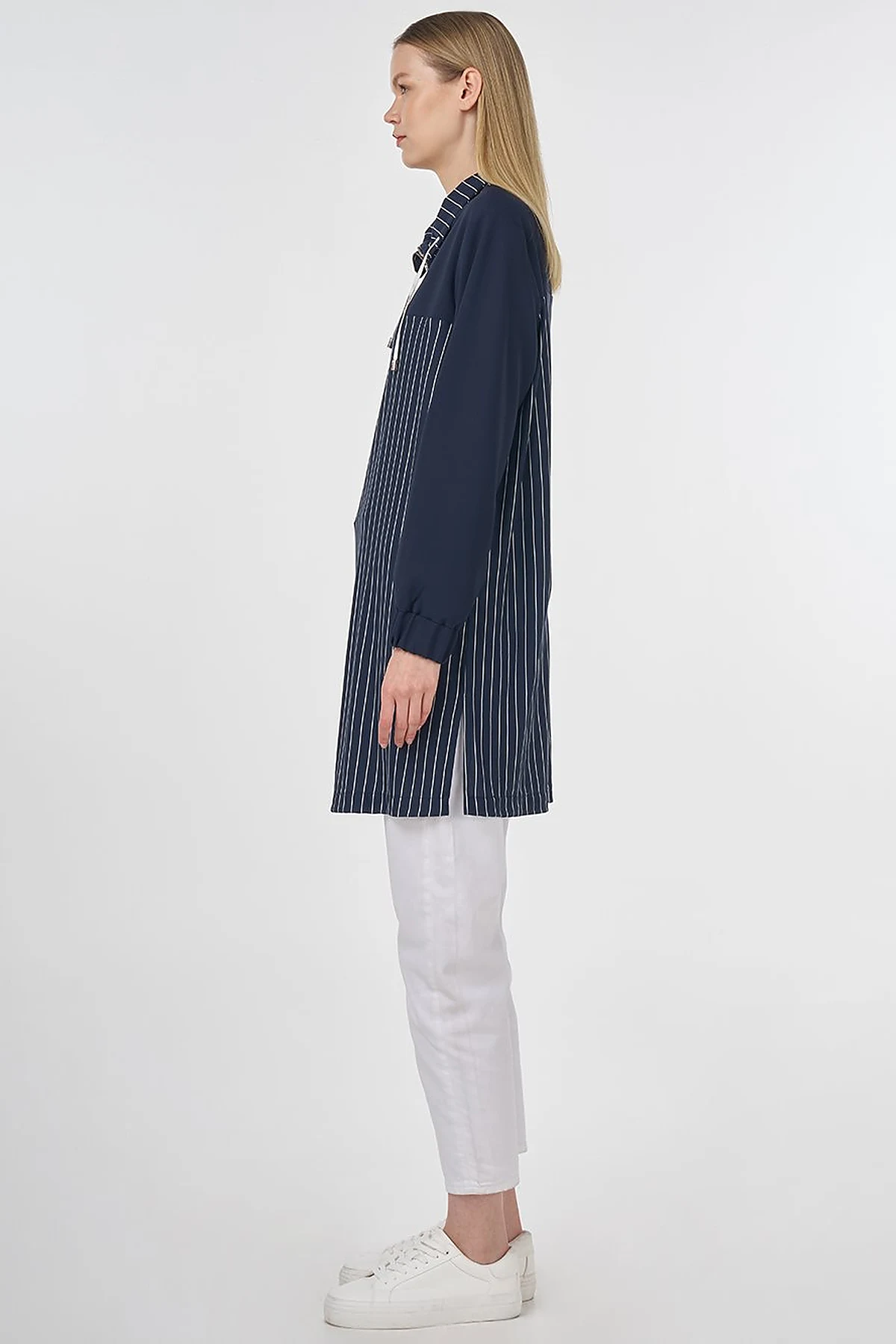 Striped Rayon Sweatshirt Dark Navy