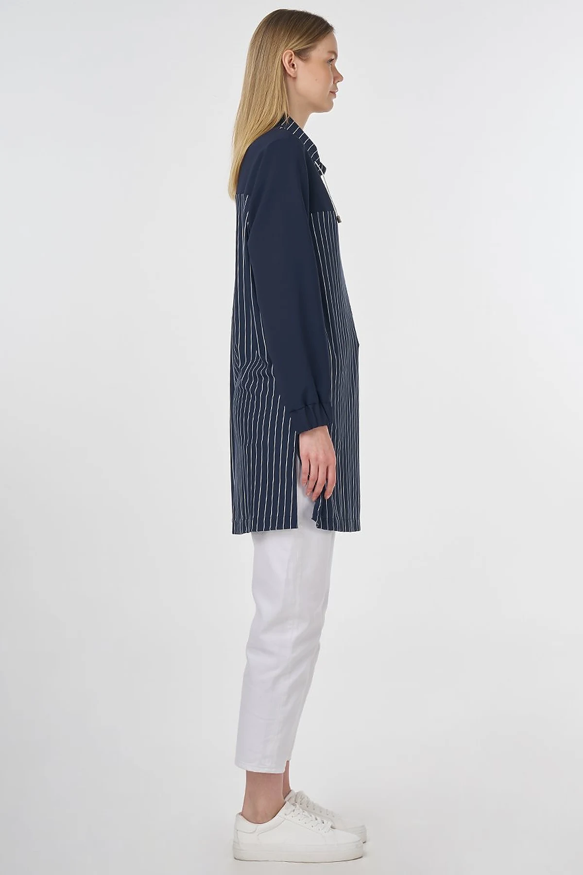 Striped Rayon Sweatshirt Dark Navy