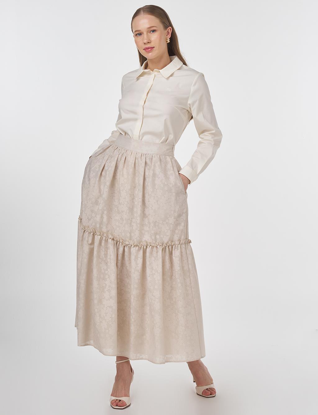  Floral Printed Ruffled Skirt Stone 