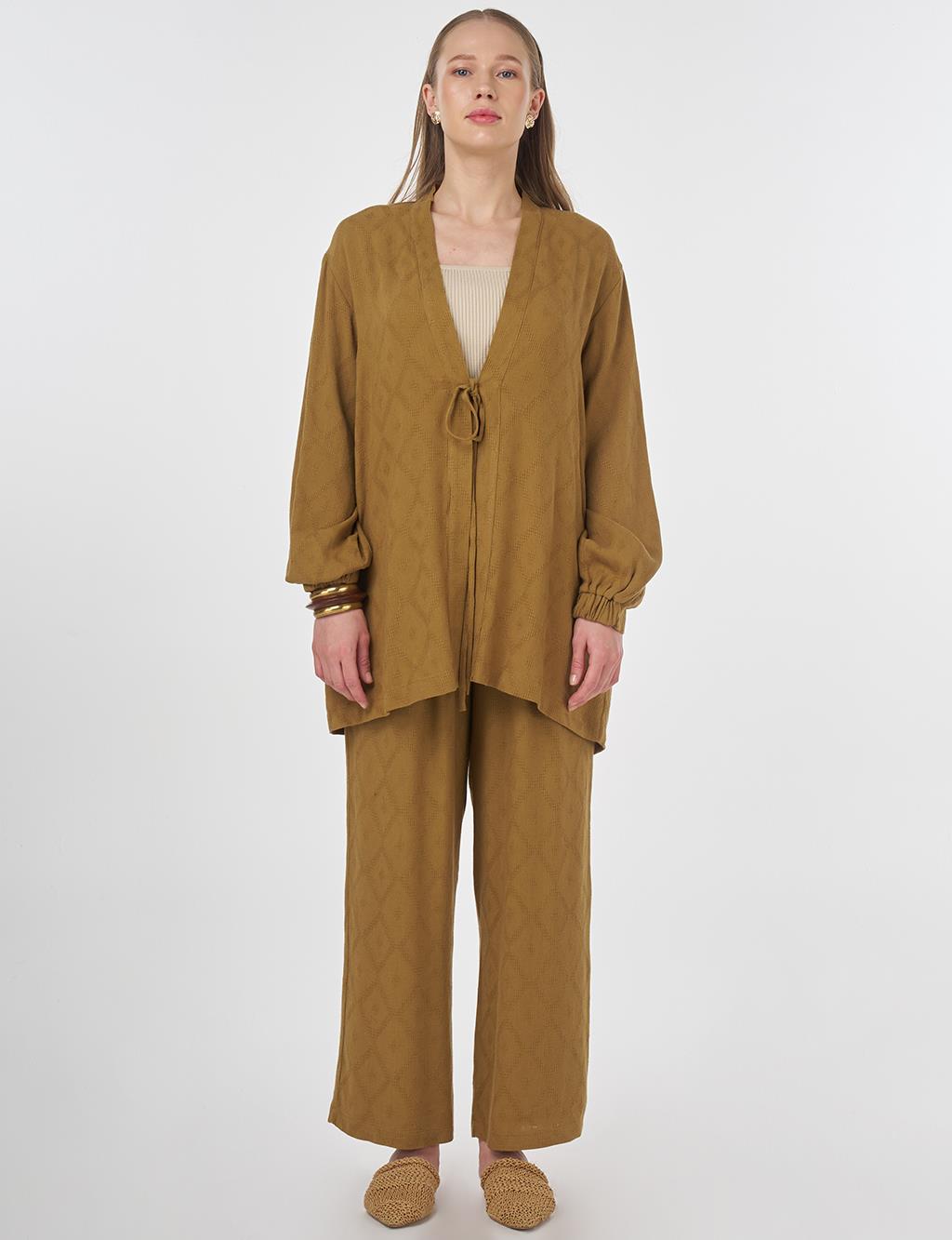 Drawstring Viscose Two-Piece Set Dark Olive