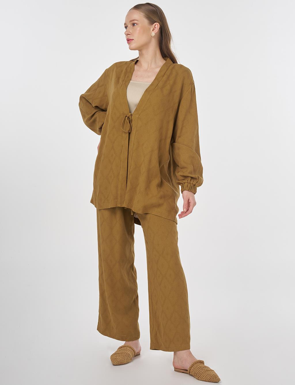 Drawstring Viscose Two-Piece Set Dark Olive