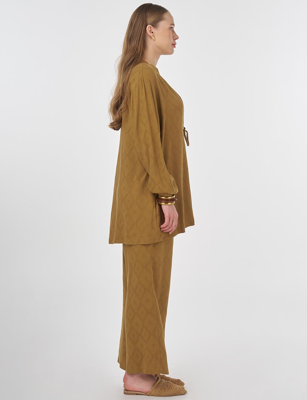 Drawstring Viscose Two-Piece Set Dark Olive
