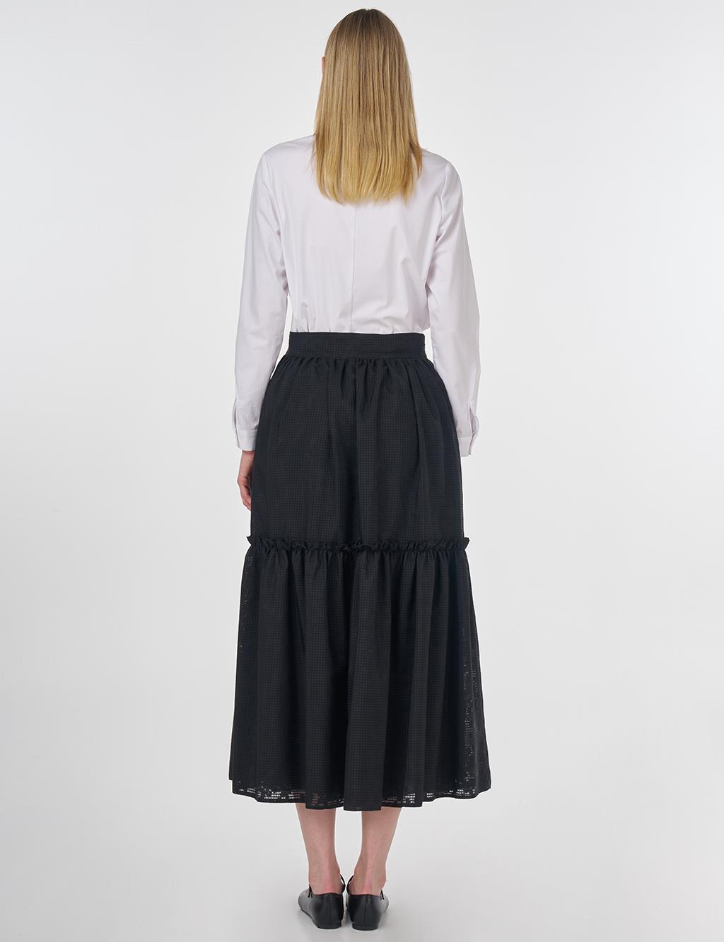 Floral Printed Ruffled Skirt Black 