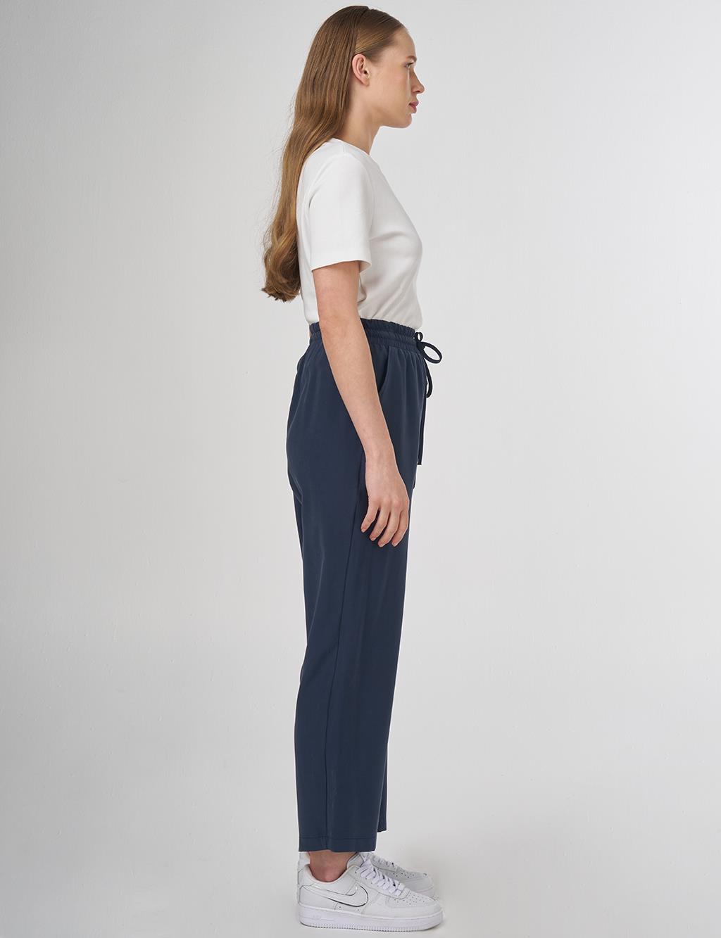 Drawstring Modal Pants Dark Navy 