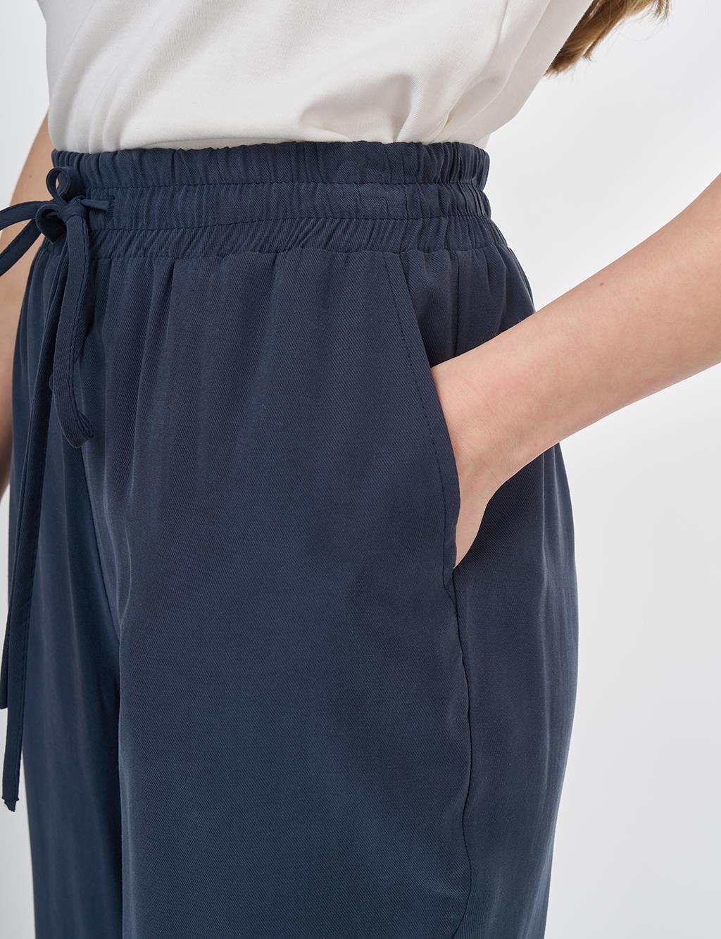Drawstring Modal Pants Dark Navy 