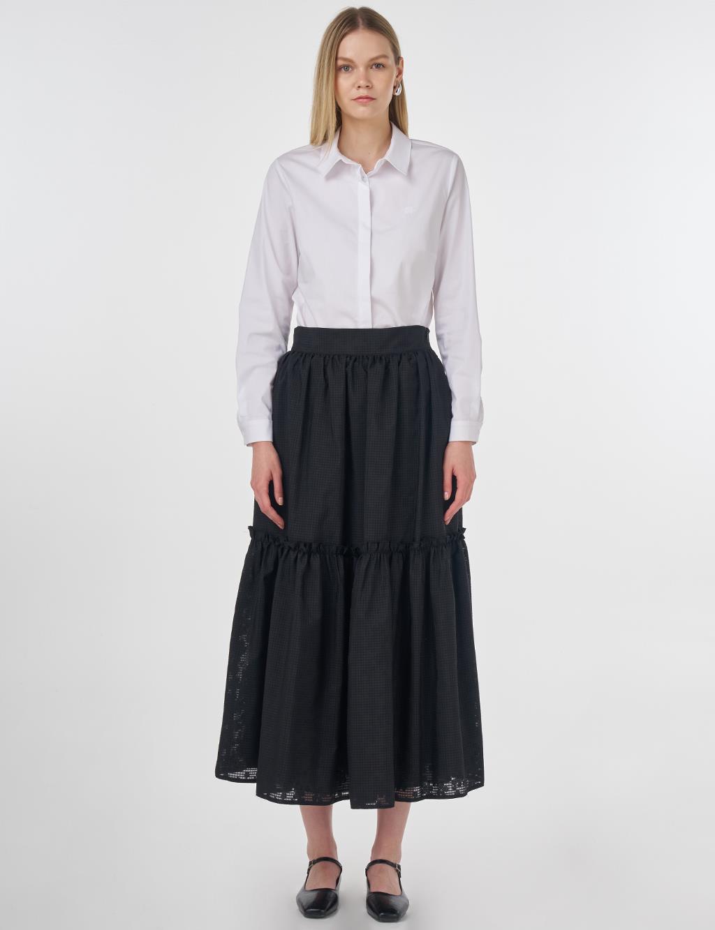 Floral Printed Ruffled Skirt Black 