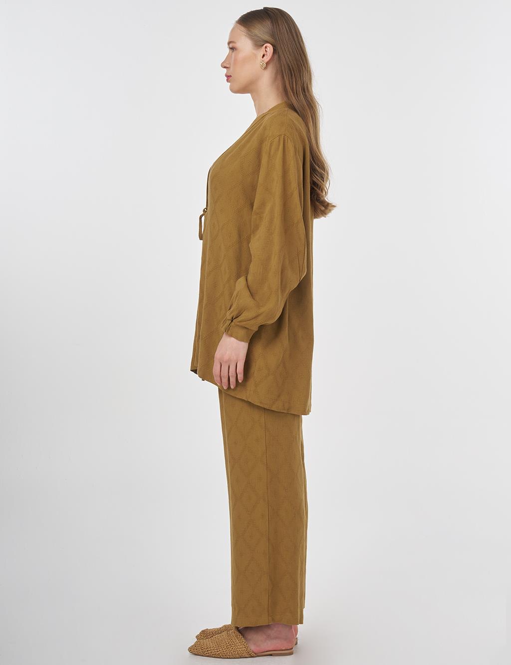 Drawstring Viscose Two-Piece Set Dark Olive