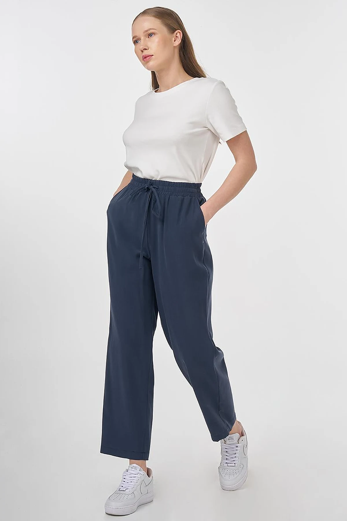 Drawstring Modal Pants Dark Navy 