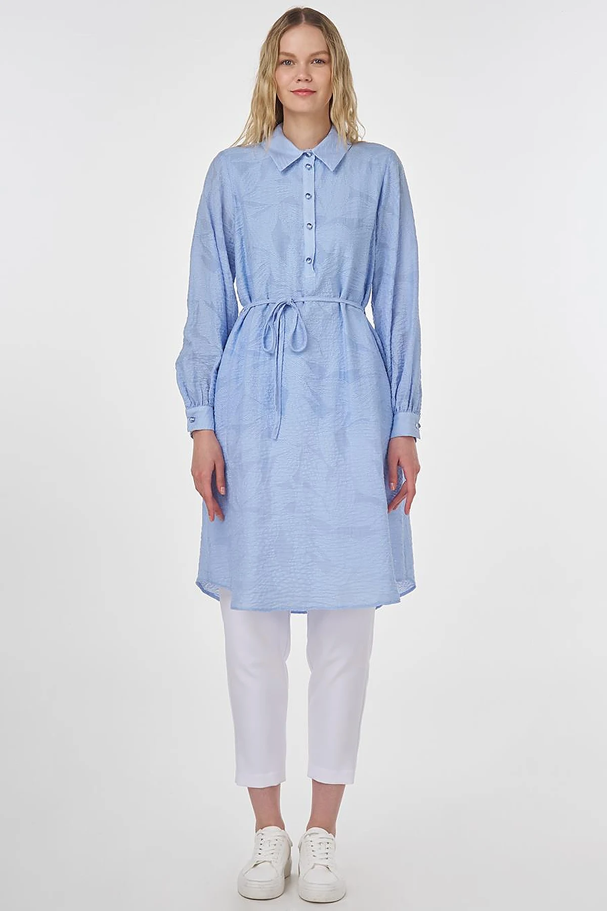 Drawstring Viscose Tunic in Dusty Gray