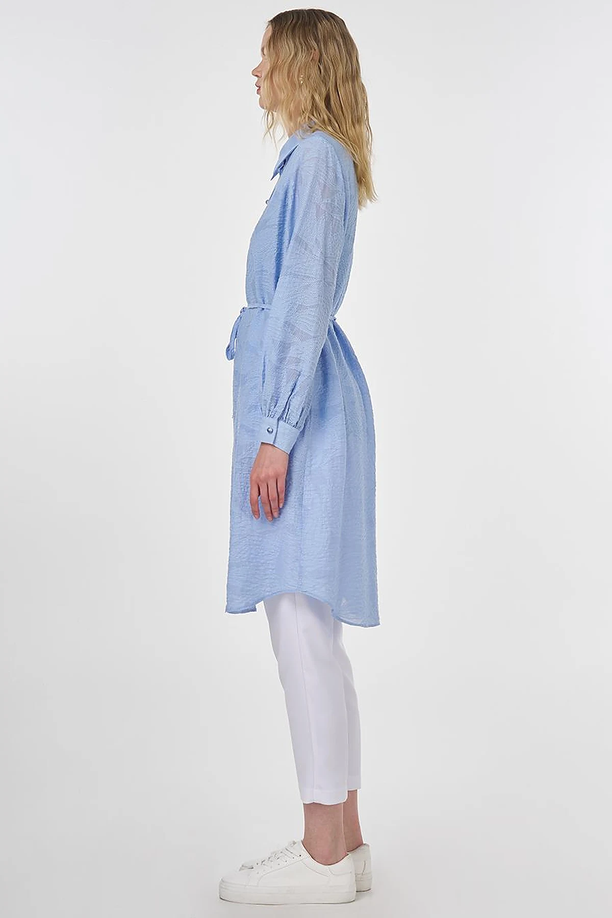 Drawstring Viscose Tunic in Dusty Gray